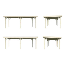 Verschiedene Holzcarports mit Flach- und Satteldach