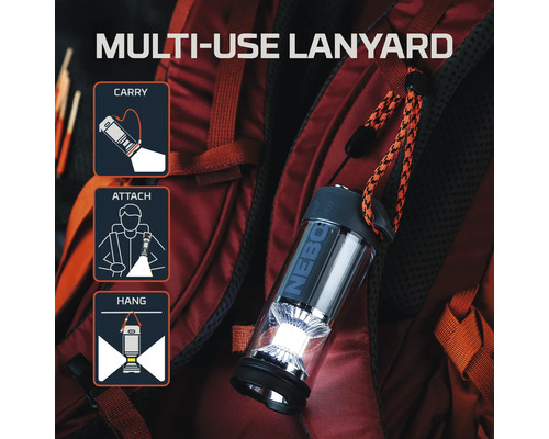 Nebo Laterne mit Mehrzweck-Trageband am Rucksack