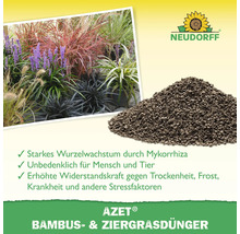 Neudorff Logo. Bambus- und Ziergrasdünger mit Mykorrhiza für starkes Wurzelwachstum und erhöhte Widerstandskraft.