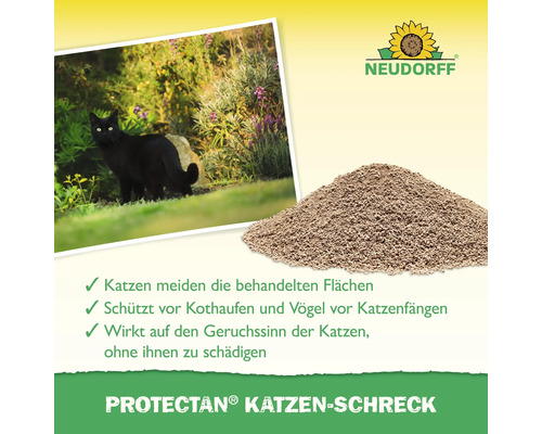 Neudorff Katzen-Schreck Produktbild mit Katze im Garten und Produktdetails