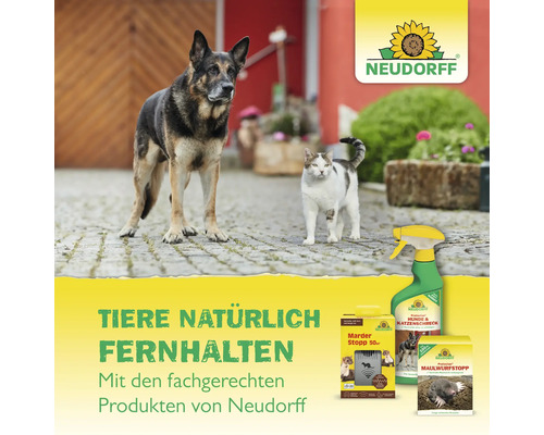 Neudorff Produkte zum Fernhalten von Tieren mit Hund und Katze