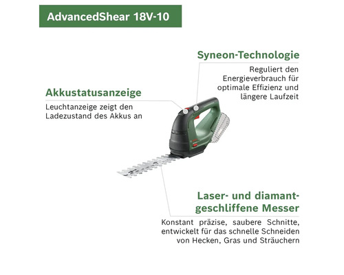 Akku-Grasschere/Strauchschere BOSCH AdvancedShear inkl. Akku 18 V, 2 Ah und Ladegerät