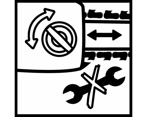 Symbol für Drehen und Arretieren mit Werkzeugsperre und horizontaler Ausrichtung