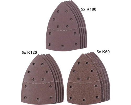 Deltaschleifpapier Set mit Körnungen K60, K120 und K180
