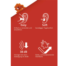 Ohrenstöpsel Eigenschaften: einfach zu verwenden, weich, 38 Dezibel, glatte und schmutzabweisende Oberfläche