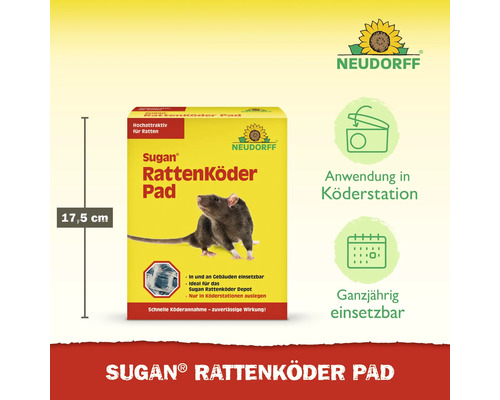 Neudorff Sugan Rattenköder Pad Packung mit einer Höhe von 17,5 cm