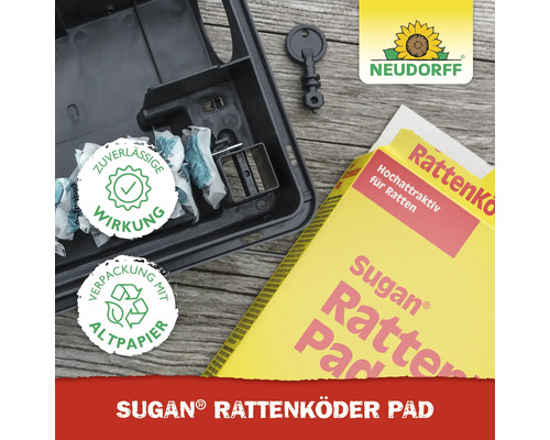 Sugan Rattenköder Pad mit Rattenbox und Neudorff Logo