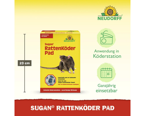 Neudorff Sugan Rattenköder Pad, 23 cm hoch, zur Anwendung in Köderstationen, ganzjährig einsetzbar