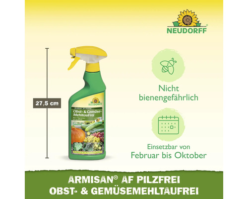Neudorff Armisan AF Pilzfrei Obst- und Gemüsespritzmittel, 27,5 cm Höhe, nicht bienengefährlich, einsetzbar von Februar bis Oktober