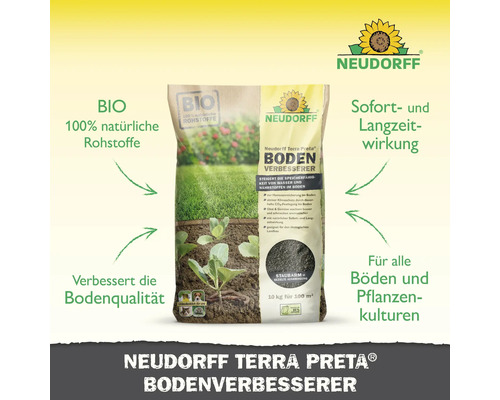 Neudorff Terra Preta Bodenverbesserer zur Steigerung der Speicherfähigkeit von Wasser und Nährstoffen im Boden im 10 Kilogramm Sack