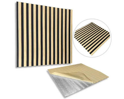 Akustikpaneel mit Holzrippen und Schallschutzvlies