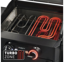 Detailansicht des Gasgrills mit eingeschalteten Heizelementen im Garraum