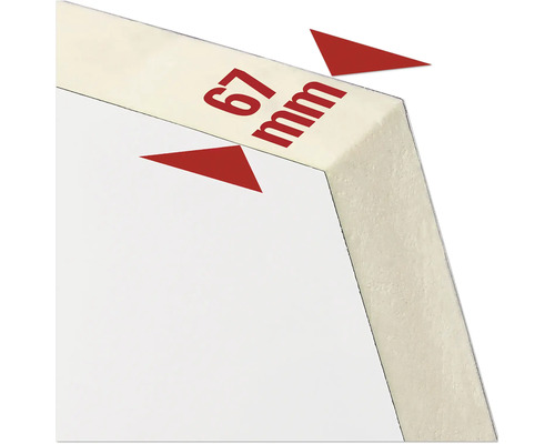 Detailansicht einer Dämmplatte mit einer Stärke von 67 Millimeter