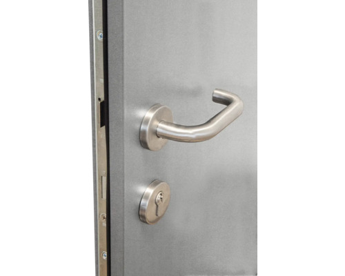 Detailansicht einer Tür mit Türgriff und Schloss