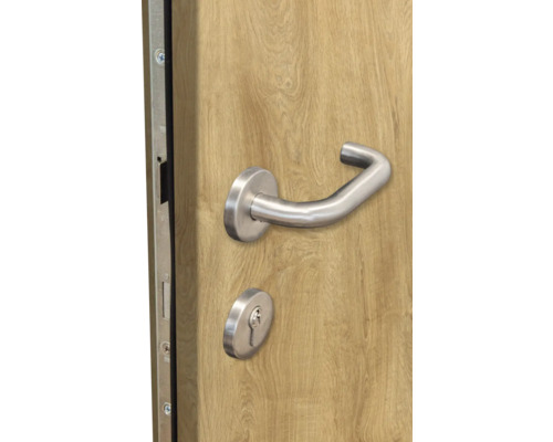 Tür mit Türdrücker und Schloss