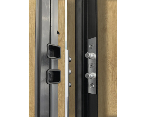 Detailansicht einer Haustür mit Mehrfachverriegelung