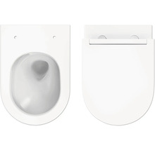 Wand-Tiefspülklosett mit WC-Sitz von oben