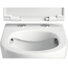 Weißes Wand-Bidet mit offenem Deckel zur Wandmontage