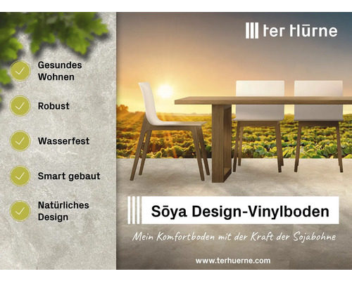 Soya Design Vinylboden von ter Hürne mit Tisch und Stühlen