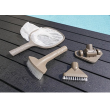 Poolreinigungsset mit Kescher, Bürste und Bodensaugeraufsatz für die Schwimmbadpflege