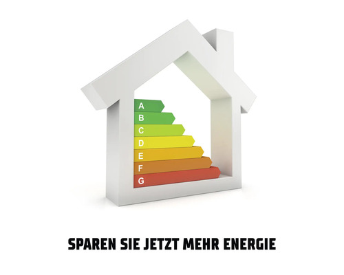 Haus-Symbol mit Energieeffizienzkennzeichnung von A bis G