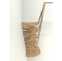 Holztreppe mit Geländer an einer Wand montiert