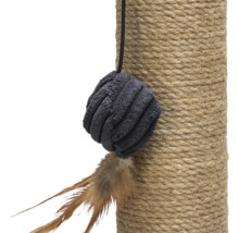 Katzenkratzbaum mit Spielzeugball und Federn