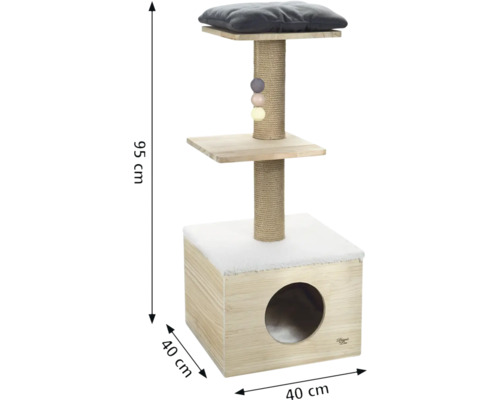 Katzenkratzbaum mit Höhle, Plattform und Spielzeug, 95 cm hoch