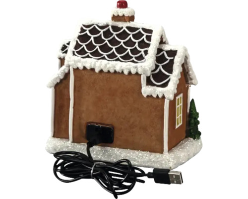 Dekoratives Lebkuchenhaus mit USB-Kabel für weihnachtliche Beleuchtung