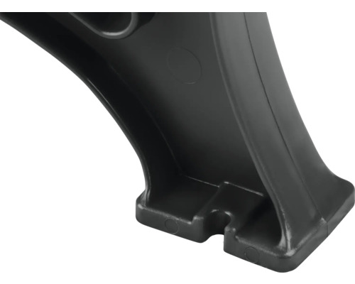 Detailansicht eines schwarzen Kunststofffußes