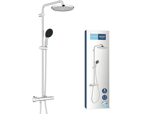 Grohe Duschsystem mit Kopf- und Handbrause sowie Produktverpackung