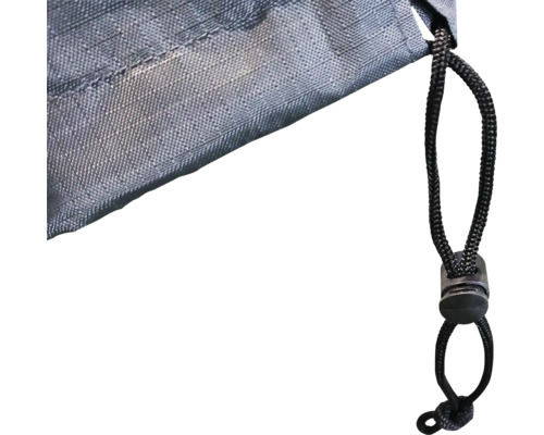 Detailansicht einer Textilabdeckung mit Kordelzug