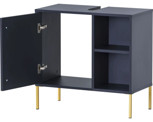 Waschbeckenunterschrank mit offener Tür und Regalfächern