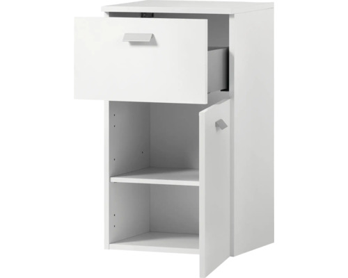 Weißer Badezimmerschrank mit Schublade und Tür