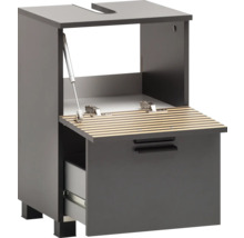 Waschbeckenunterschrank mit Schublade und Klappe offen