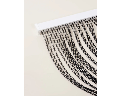 Dekorative Fadengardine mit spiralförmigen Fäden und Aufhängeschiene