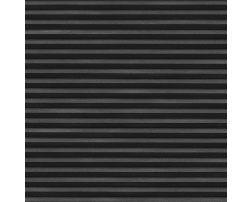 Nahaufnahme einer schwarzen Faltjalousie zur Fensterdekoration und zum Sichtschutz