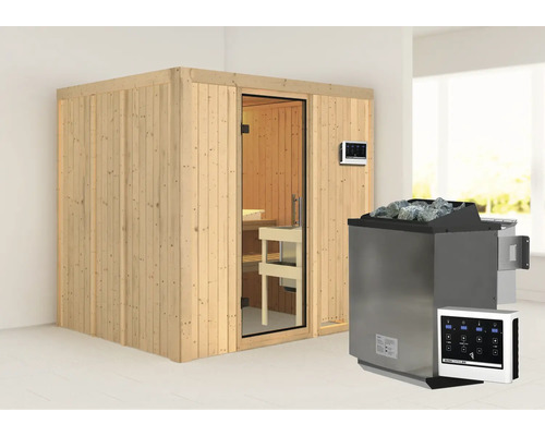 Sauna mit Saunaofen und Steuerung