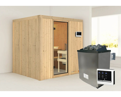 Sauna mit Saunaofen und Steuerung