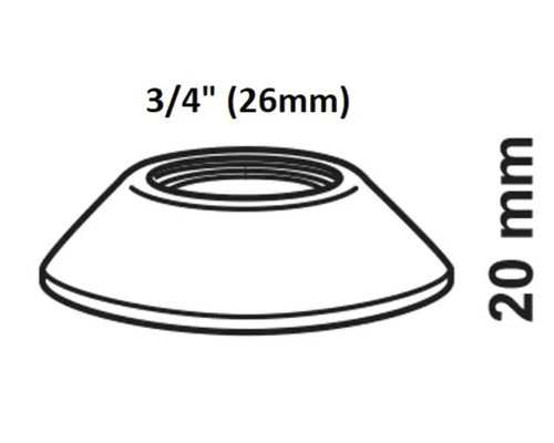 Zeichnung einer Rosette, 3/4 Zoll, 26 Millimeter Durchmesser, 20 Millimeter Höhe