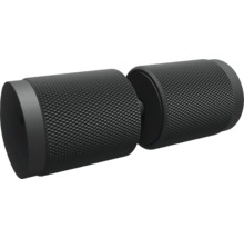 Schwarzer gerändelter Türknauf aus Metall