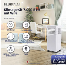 Mobiles Bluepalm Klimagerät 7.000 BTU mit WiFi in einem modern eingerichteten Raum.