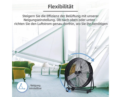 Ventilator mit Neigungseinstellung zur Steigerung der Belüftungseffizienz