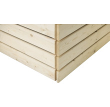 Ecke eines Hochbeets aus Holz