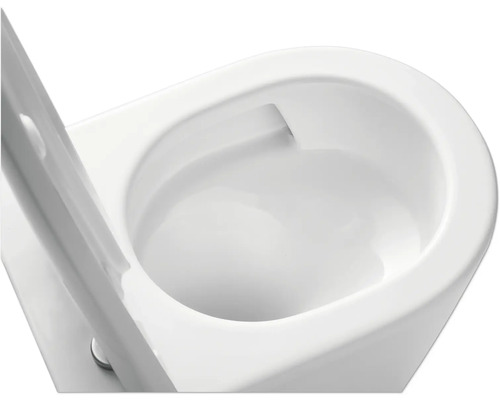 Detailaufnahme einer weißen Toilette aus Keramik