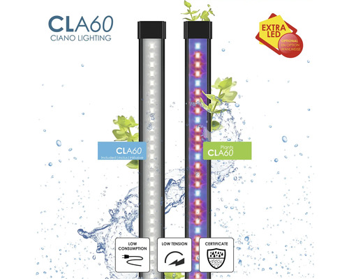 Zwei Ciano Lighting CLA60 Aquariumleuchten, eine Standardleuchte und eine Pflanzenleuchte