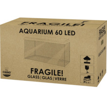 Verpackung eines Aquarium 60 LED aus Glas