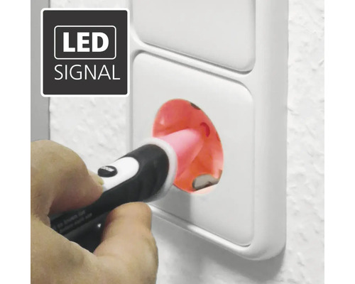 Spannungsprüfer mit LED Signal in Steckdose