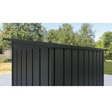Gartenschrank aus Metall mit Lamellenstruktur