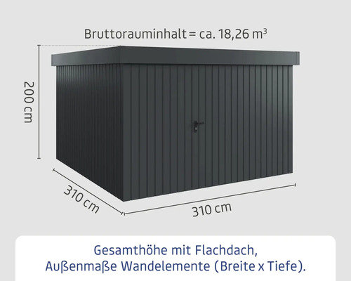 Abmessungen eines Gerätehauses mit Flachdach
